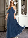 Juliette A-Line Square Neckline Floor-Length Chiffon Bridesmaid Dress STAP0013294