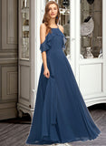 Juliette A-Line Square Neckline Floor-Length Chiffon Bridesmaid Dress STAP0013294