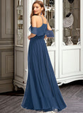 Juliette A-Line Square Neckline Floor-Length Chiffon Bridesmaid Dress STAP0013294