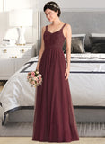 Katherine A-Line/Princess V-neck Floor-Length Tulle Lace Bridesmaid Dress STAP0013295