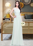 Taliyah A-Line Scoop Neck Floor-Length Chiffon Bridesmaid Dress With Ruffle STAP0013296