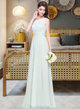 Taliyah A-Line Scoop Neck Floor-Length Chiffon Bridesmaid Dress With Ruffle STAP0013296