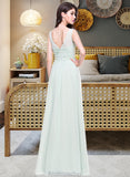 Taliyah A-Line Scoop Neck Floor-Length Chiffon Bridesmaid Dress With Ruffle STAP0013296