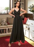 Monica A-LineV-neckAnkle-LengthBridesmaidDressWithSequinsSplitFront#273658 STAP0013298