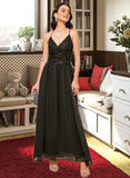 Monica A-LineV-neckAnkle-LengthBridesmaidDressWithSequinsSplitFront#273658 STAP0013298