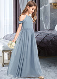 Layla A-Line Scoop Neck Floor-Length Chiffon Junior Bridesmaid Dress With Ruffle STAP0013302