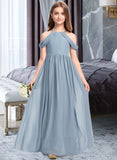 Layla A-Line Scoop Neck Floor-Length Chiffon Junior Bridesmaid Dress With Ruffle STAP0013302