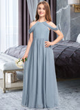 Layla A-Line Scoop Neck Floor-Length Chiffon Junior Bridesmaid Dress With Ruffle STAP0013302