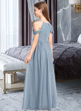 Layla A-Line Scoop Neck Floor-Length Chiffon Junior Bridesmaid Dress With Ruffle STAP0013302