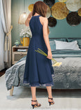 Lucinda A-Line Scoop Neck Asymmetrical Chiffon Junior Bridesmaid Dress With Ruffles STAP0013303