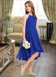 Ina A-Line Scoop Neck Asymmetrical Chiffon Junior Bridesmaid Dress With Ruffle STAP0013304