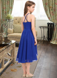 Ina A-Line Scoop Neck Asymmetrical Chiffon Junior Bridesmaid Dress With Ruffle STAP0013304