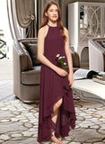 Kailey A-Line Scoop Neck Asymmetrical Chiffon Junior Bridesmaid Dress With Ruffle STAP0013306