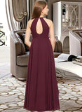 Kailey A-Line Scoop Neck Asymmetrical Chiffon Junior Bridesmaid Dress With Ruffle STAP0013306