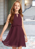 Emily A-Line Scoop Neck Knee-Length Chiffon Junior Bridesmaid Dress With Bow(s) STAP0013308