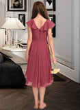 Shannon A-Line V-neck Asymmetrical Chiffon Junior Bridesmaid Dress With Cascading Ruffles STAP0013309