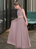 Audrina A-Line Scoop Neck Floor-Length Chiffon Junior Bridesmaid Dress STAP0013316