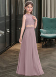 Audrina A-Line Scoop Neck Floor-Length Chiffon Junior Bridesmaid Dress STAP0013316