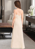 Lilian A-Line V-neck Floor-Length Satin Junior Bridesmaid Dress With Pockets STAP0013319