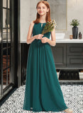 Kamari A-Line Scoop Neck Floor-Length Chiffon Junior Bridesmaid Dress With Ruffle STAP0013320