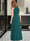 Kamari A-Line Scoop Neck Floor-Length Chiffon Junior Bridesmaid Dress With Ruffle STAP0013320