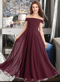 Aniyah A-Line Off-the-Shoulder Floor-Length Chiffon Junior Bridesmaid Dress STAP0013323