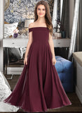 Aniyah A-Line Off-the-Shoulder Floor-Length Chiffon Junior Bridesmaid Dress STAP0013323