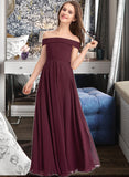 Aniyah A-Line Off-the-Shoulder Floor-Length Chiffon Junior Bridesmaid Dress STAP0013323