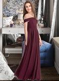 Aniyah A-Line Off-the-Shoulder Floor-Length Chiffon Junior Bridesmaid Dress STAP0013323