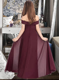 Aniyah A-Line Off-the-Shoulder Floor-Length Chiffon Junior Bridesmaid Dress STAP0013323