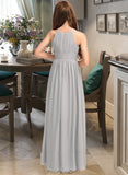 Jane A-Line Scoop Neck Floor-Length Chiffon Junior Bridesmaid Dress With Ruffle STAP0013325