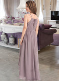 Mariah A-Line Scoop Neck Asymmetrical Chiffon Junior Bridesmaid Dress With Ruffle Bow(s) STAP0013326