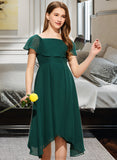 Hanna A-Line Square Neckline Knee-Length Chiffon Junior Bridesmaid Dress STAP0013329