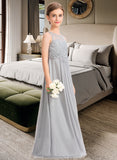 Tania A-Line Scoop Neck Floor-Length Chiffon Lace Junior Bridesmaid Dress STAP0013333