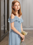 Danika A-Line Off-the-Shoulder Floor-Length Chiffon Junior Bridesmaid Dress With Ruffles STAP0013334