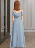 Danika A-Line Off-the-Shoulder Floor-Length Chiffon Junior Bridesmaid Dress With Ruffles STAP0013334