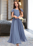 Francesca A-Line Scoop Neck Floor-Length Chiffon Junior Bridesmaid Dress With Bow(s) STAP0013337