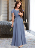 Francesca A-Line Scoop Neck Floor-Length Chiffon Junior Bridesmaid Dress With Bow(s) STAP0013337