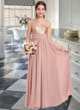 Anika A-Line One-Shoulder Floor-Length Chiffon Junior Bridesmaid Dress With Ruffle STAP0013340