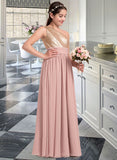 Anika A-Line One-Shoulder Floor-Length Chiffon Junior Bridesmaid Dress With Ruffle STAP0013340