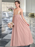 Anika A-Line One-Shoulder Floor-Length Chiffon Junior Bridesmaid Dress With Ruffle STAP0013340