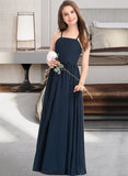 Yaritza A-Line Square Neckline Floor-Length Chiffon Junior Bridesmaid Dress With Bow(s) STAP0013345