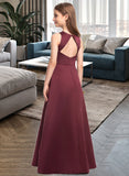 Gabriela A-Line Scoop Neck Floor-Length Satin Junior Bridesmaid Dress STAP0013348