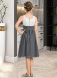 Emmy A-Line Scoop Neck Knee-Length Chiffon Junior Bridesmaid Dress With Ruffle Flower(s) STAP0013350