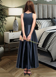 Mabel A-Line Scoop Neck Asymmetrical Satin Junior Bridesmaid Dress With Cascading Ruffles STAP0013352