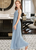 Allisson A-Line Scoop Neck Floor-Length Chiffon Junior Bridesmaid Dress With Ruffle STAP0013353