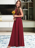 Novia A-Line Scoop Neck Floor-Length Chiffon Junior Bridesmaid Dress STAP0013357