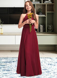 Novia A-Line Scoop Neck Floor-Length Chiffon Junior Bridesmaid Dress STAP0013357