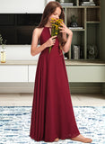 Novia A-Line Scoop Neck Floor-Length Chiffon Junior Bridesmaid Dress STAP0013357