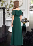 London A-Line Off-the-Shoulder Floor-Length Chiffon Junior Bridesmaid Dress With Bow(s) STAP0013359